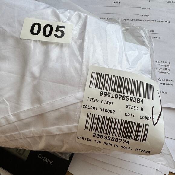 J.Crew Ciel Top Womens SZ M White Poplin Boatneck Side Button Waist Tie CI507 LS - Picture 7 of 7